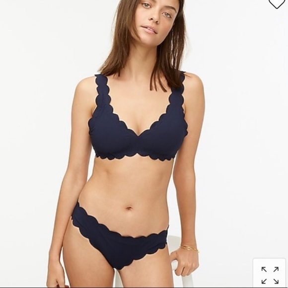 J Crew Swim Nwt J Crew Scallop Piqu Bikini Top And Bottom Set